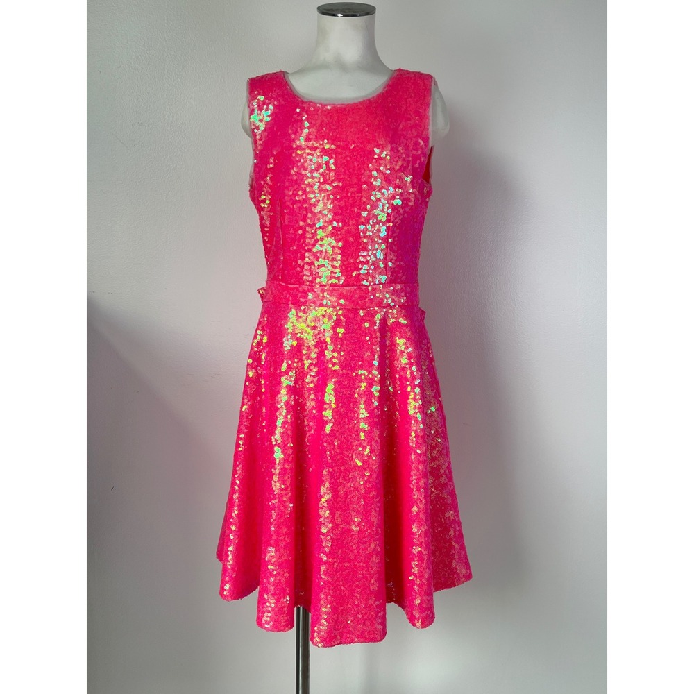 EUC! Marc Defang Girls Hot Pink Sequin Dress Size 10
